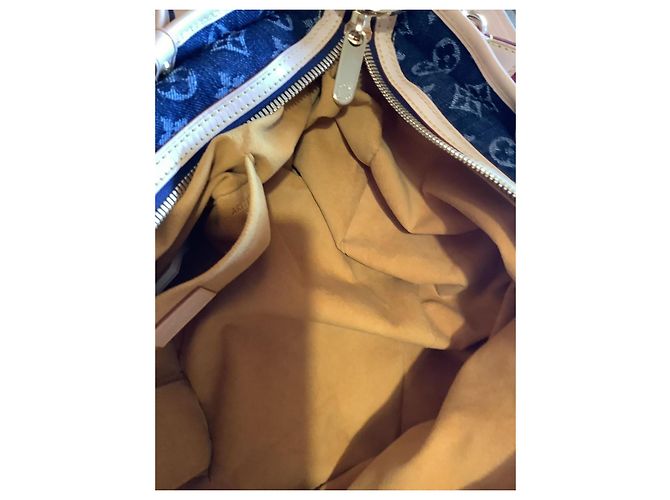 Louis Vuitton Keepall Bandouliere 50 Monogram Denim Blu Beige - vista 14