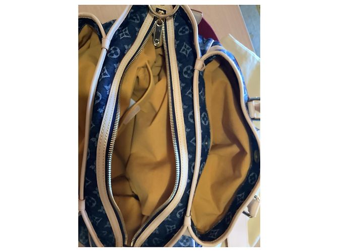 Louis Vuitton Keepall Bandouliere 50 Monogram Denim Blu Beige - vista 15