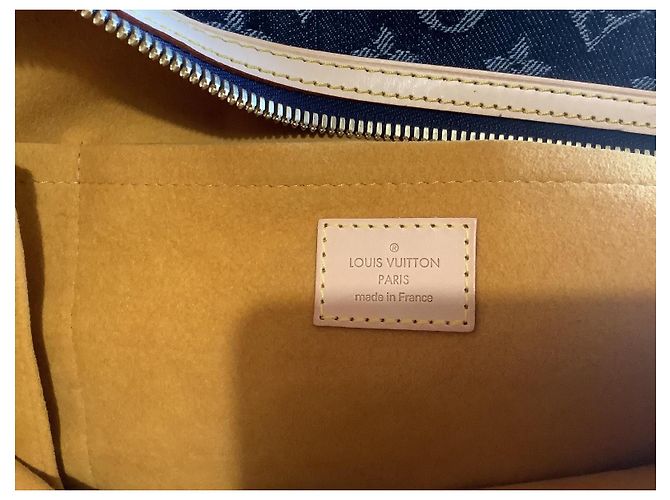 Louis Vuitton Keepall Bandouliere 50 Monogram Denim Blu Beige - vista 2