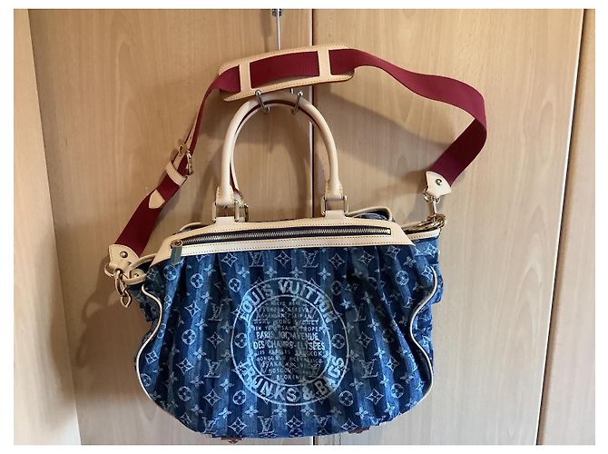 Louis Vuitton Keepall Bandouliere 50 Monogram Denim Blu Beige - vista 8