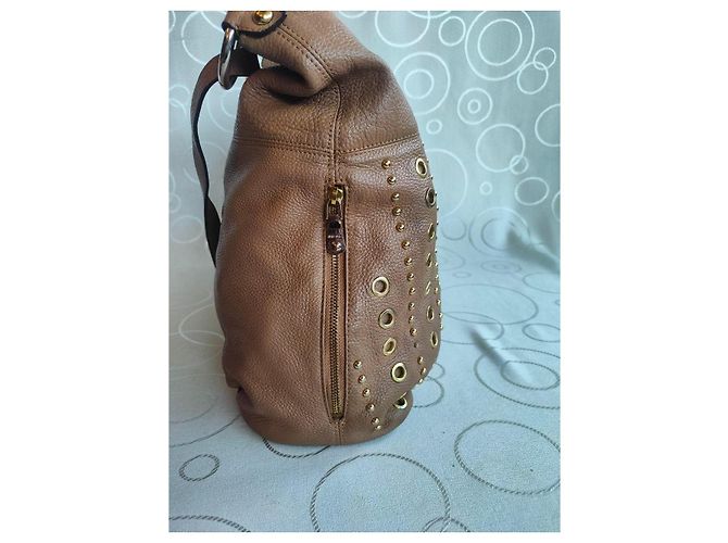 Miu Miu Studded and Grommet Hobo Bag in Brown Grained Leather - view 10