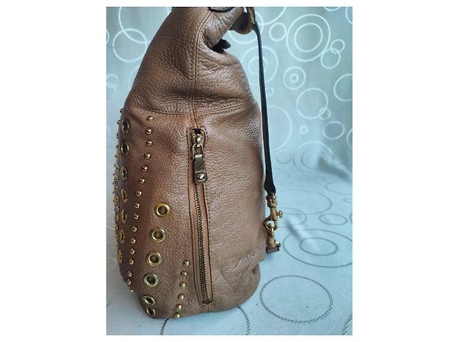Miu Miu Studded and Grommet Hobo Bag in Brown Grained Leather - view 11
