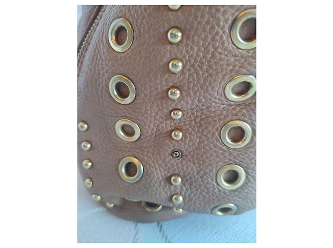 Miu Miu Studded and Grommet Hobo Bag in Brown Grained Leather - view 17