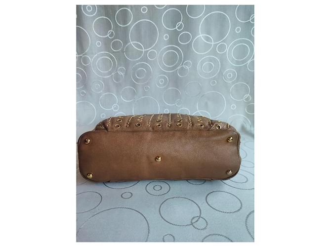 Miu Miu Studded and Grommet Hobo Bag in Brown Grained Leather - view 2