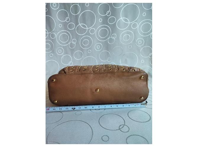 Miu Miu Studded and Grommet Hobo Bag in Brown Grained Leather - view 3