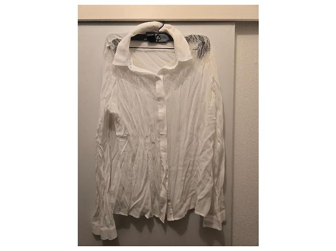 Pinko Weißes Viscose-Hemd mit Spitzendetails - Ansicht 2
