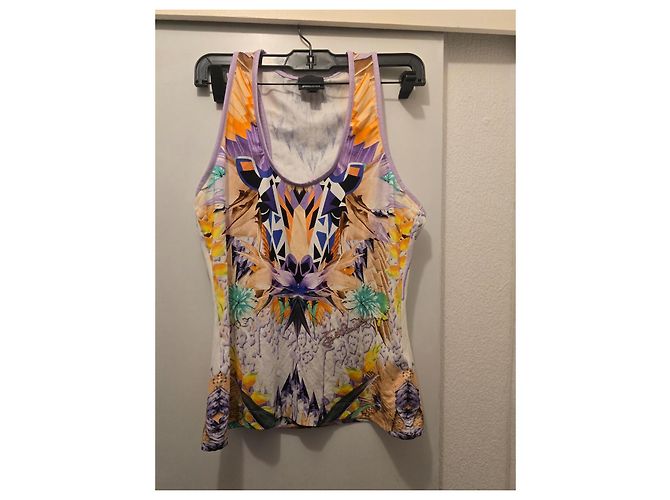 Canotta Just Cavalli Multicolore con Stampa Marrone Rosa Bianco Blu Verde Arancione Porpora Giallo - vista 2