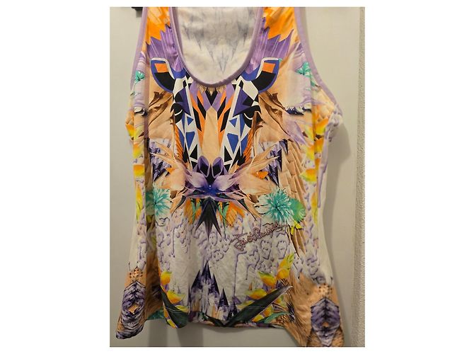 Canotta Just Cavalli Multicolore con Stampa Marrone Rosa Bianco Blu Verde Arancione Porpora Giallo - vista 4