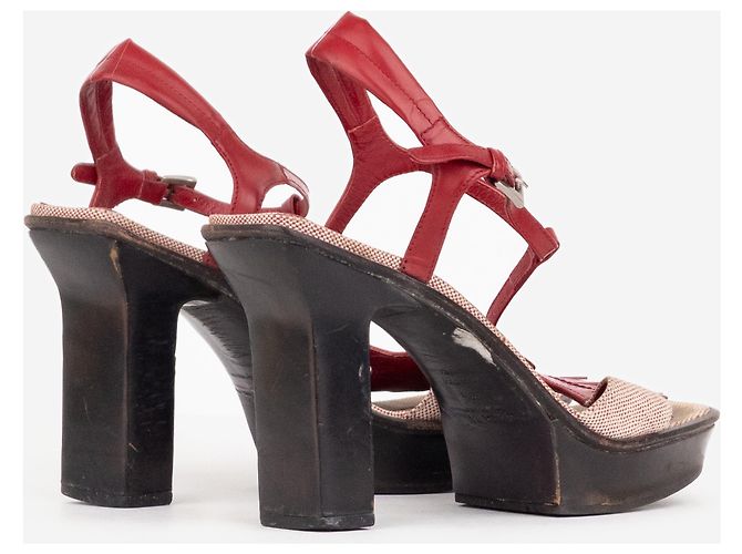 Prada SS99 Split Sole Platform Sandaletten mit Absatz Rot - Ansicht 2
