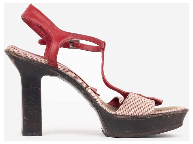 Prada SS99 Split Sole Platform Sandaletten mit Absatz Rot - Ansicht 4