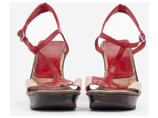 Prada SS99 Split Sole Platform Sandaletten mit Absatz Rot - Ansicht 5