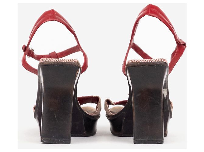 Prada SS99 Split Sole Platform Sandaletten mit Absatz Rot - Ansicht 6
