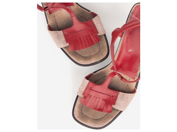 Prada SS99 Split Sole Platform Sandaletten mit Absatz Rot - Ansicht 7