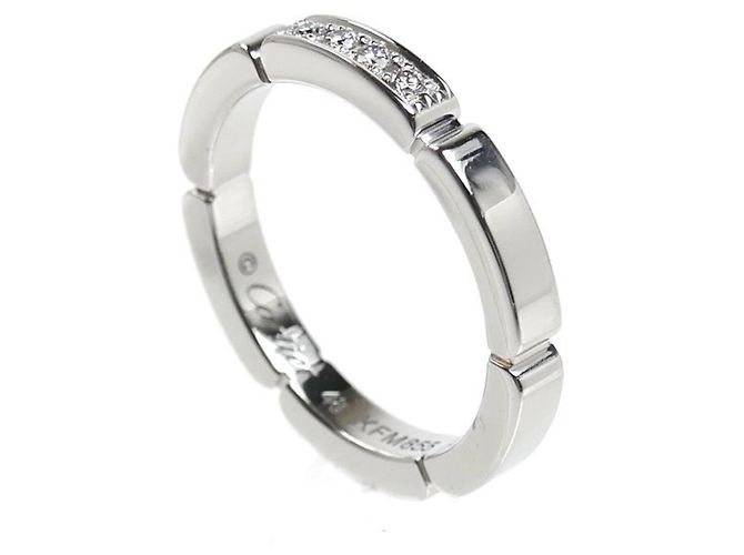 Anello Maillon Panthère in oro bianco 18K e 4 diamanti Cartier - vista 2