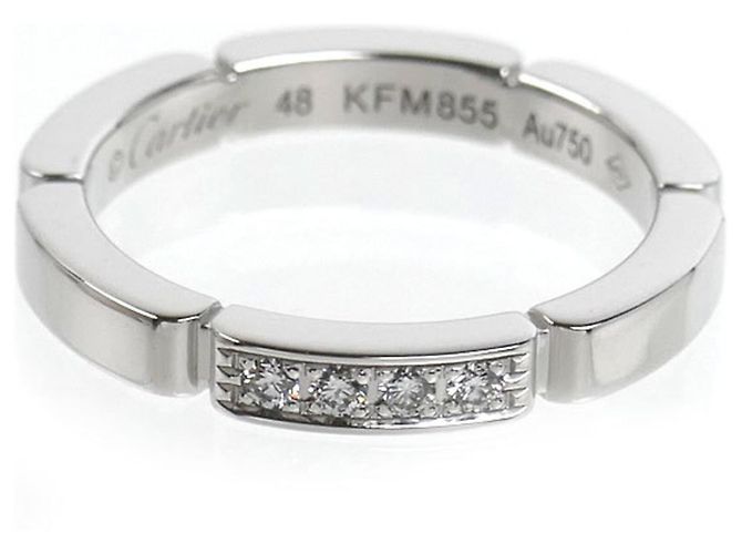 Anello Maillon Panthère in oro bianco 18K e 4 diamanti Cartier - vista 3
