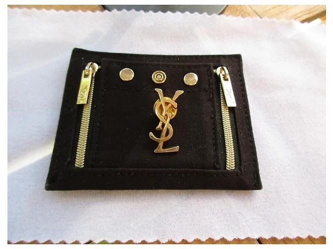 Yves Saint Laurent YSL Cassandre Gold Brosche Schwarz Gold hardware - Ansicht 3