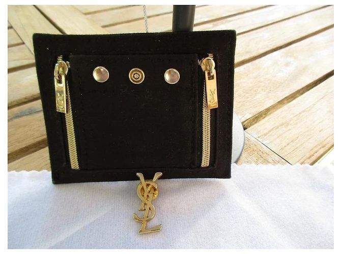 Yves Saint Laurent YSL Cassandre Gold Brosche Schwarz Gold hardware - Ansicht 4