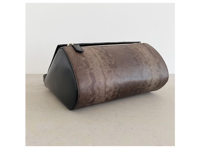Givenchy Pandora Box Piccola Borsa a Tracolla in Pelle di Lucertola Marrone - vista 14