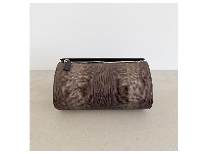 Givenchy Pandora Box Piccola Borsa a Tracolla in Pelle di Lucertola Marrone - vista 15