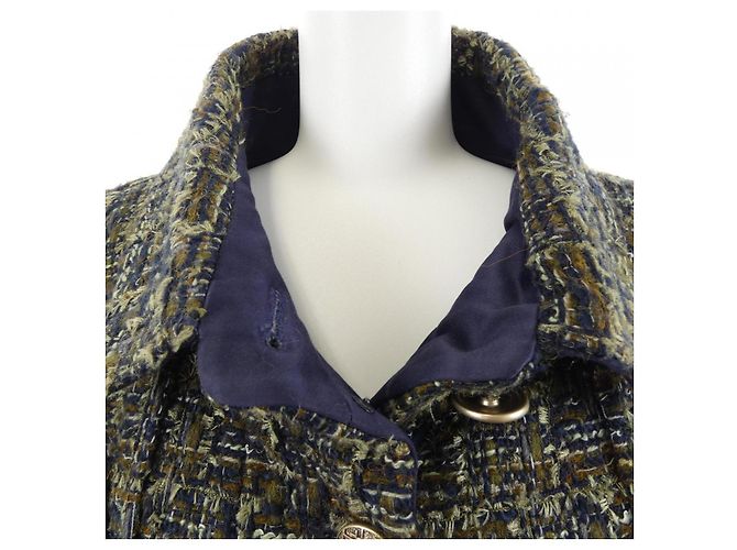 Timeless Chaqueta de mezcla de cachemira Chanel Azul Caqui Azul marino - vista 6