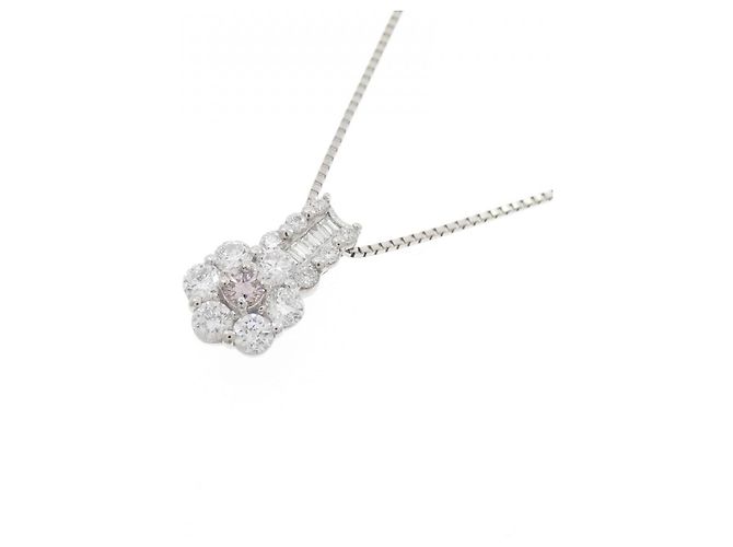 Autre Marque Pt900 Pt850 Platin-Halskette mit rosa Diamant Pink - Ansicht 3