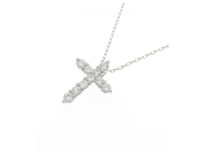 Autre Marque Collana a Croce con Diamanti Pt900 Pt850 Argento - vista 3