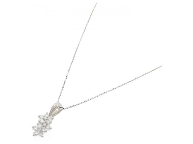 Autre Marque Platin-Diamant-Halskette Silber - Ansicht 2