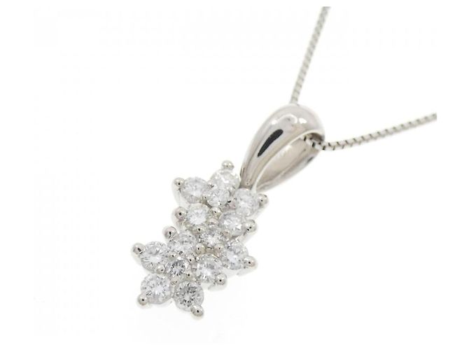Autre Marque Platin-Diamant-Halskette Silber - Ansicht 3