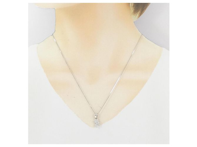 Autre Marque Platin-Diamant-Halskette Silber - Ansicht 6