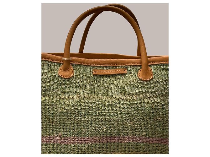 Autre Marque The Basket Room Borsa Tote in Sisal Verde Rosa Giallo Marrone chiaro - vista 2