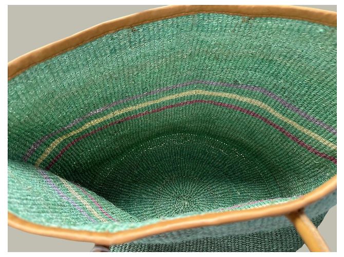 Autre Marque The Basket Room Borsa Tote in Sisal Verde Rosa Giallo Marrone chiaro - vista 7