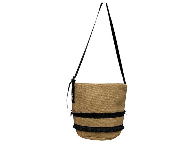 Autre Marque Falconeri Stroh-Tote-Bag mit schwarzem Besatz Beige - Ansicht 3