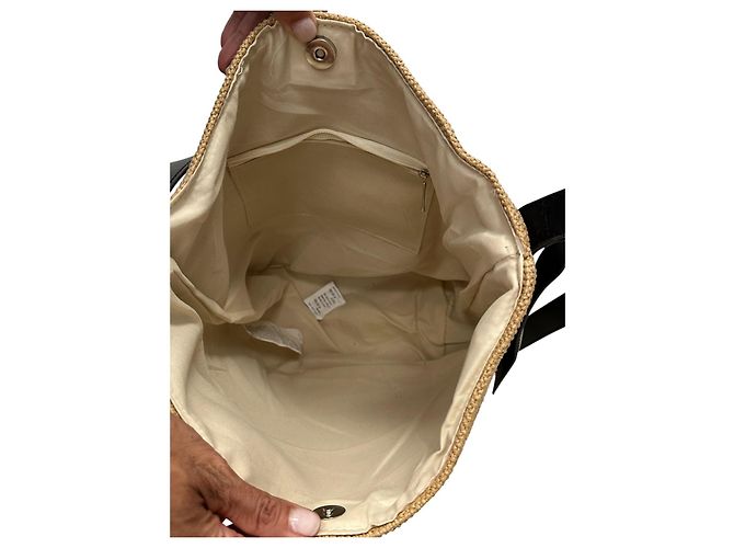 Autre Marque Falconeri Stroh-Tote-Bag mit schwarzem Besatz Beige - Ansicht 4