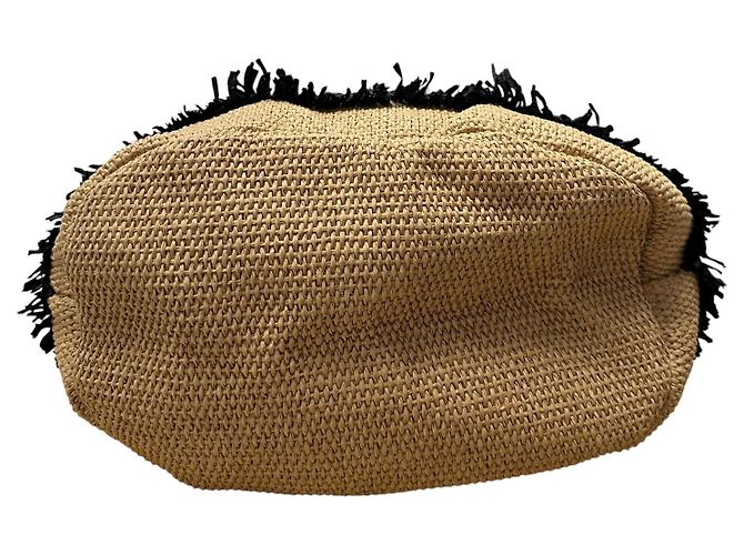 Autre Marque Falconeri Stroh-Tote-Bag mit schwarzem Besatz Beige - Ansicht 5