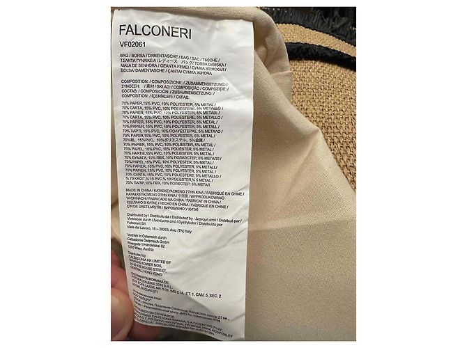 Autre Marque Falconeri Stroh-Tote-Bag mit schwarzem Besatz Beige - Ansicht 6