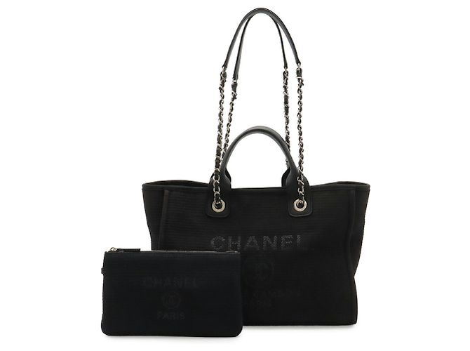 Borsa Tote Chanel Deauville Line Small Bag Chain Shoulder Canvas Nero AS3257 - vista 2