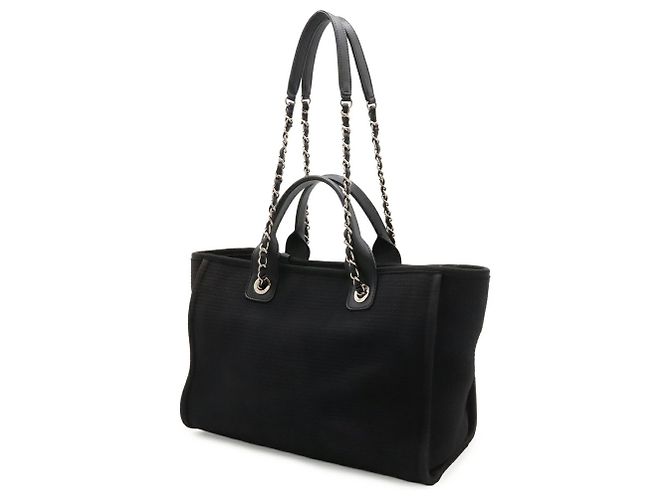 Borsa Tote Chanel Deauville Line Small Bag Chain Shoulder Canvas Nero AS3257 - vista 3