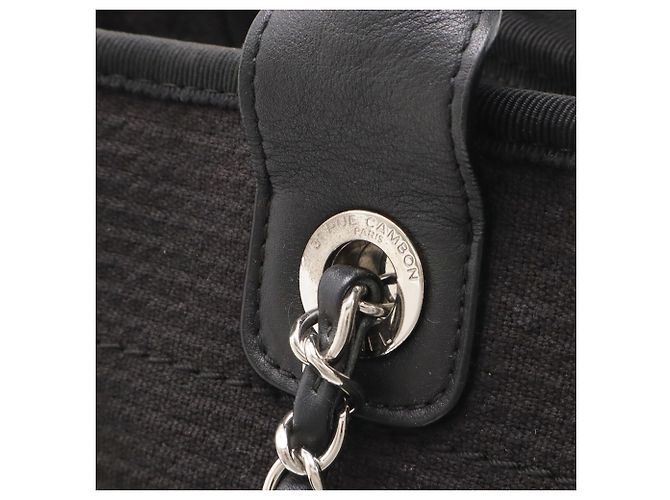 Borsa Tote Chanel Deauville Line Small Bag Chain Shoulder Canvas Nero AS3257 - vista 5