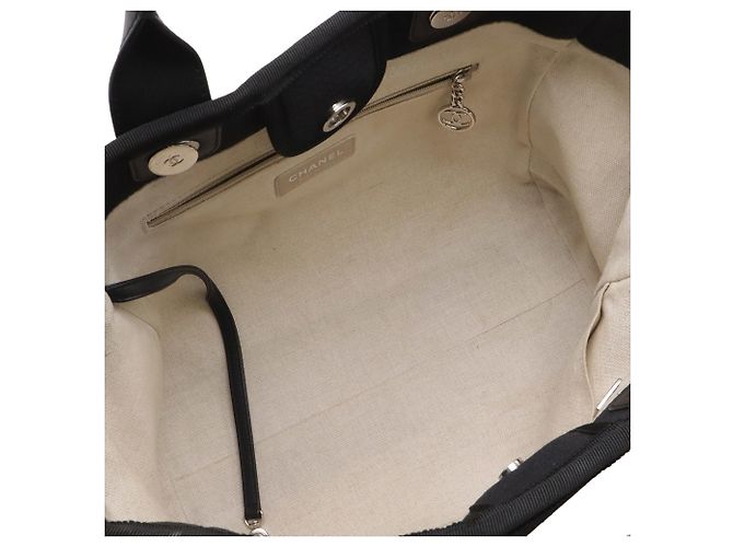 Borsa Tote Chanel Deauville Line Small Bag Chain Shoulder Canvas Nero AS3257 - vista 7
