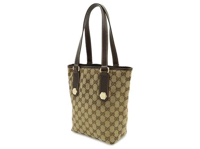Borsa Tote Gucci GG Canvas Beige Cachi Marrone scuro - vista 3