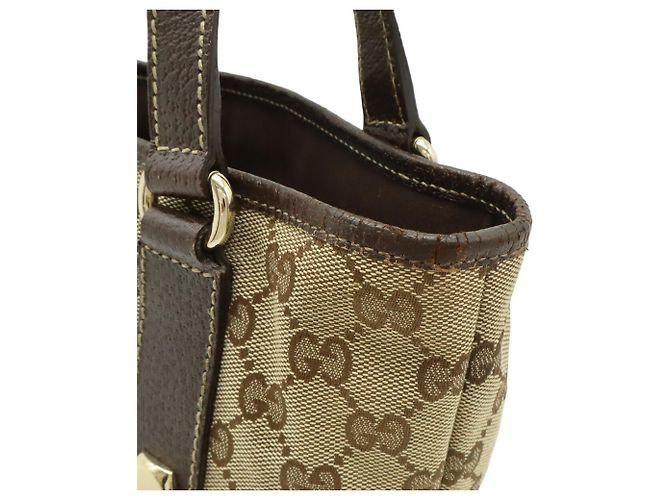 Borsa Tote Gucci GG Canvas Beige Cachi Marrone scuro - vista 7