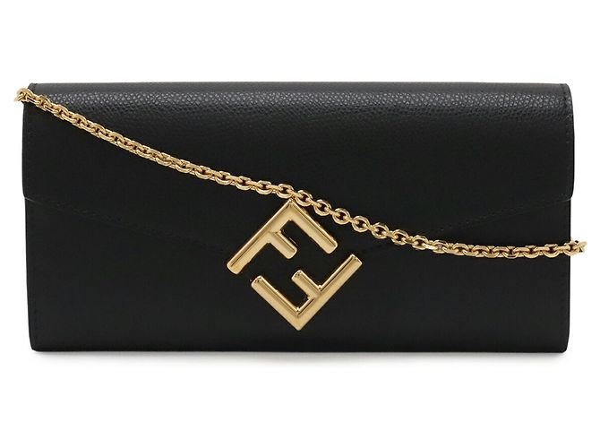 Clutch Lunga con Catena Portafoglio Fendi FF Diamond Nero - vista 2