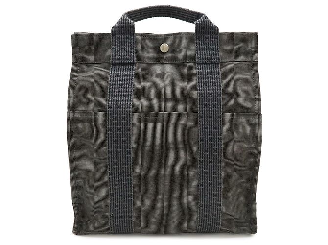 Hermès Zaino e Borsa a Spalla Hermes Herline Sac aux MM in tela grigia - vista 2