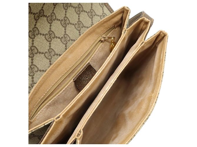 Gucci Old Gucci GG Plus Sherry Line Schultertasche Braun Weiß Rot Beige Grün - Ansicht 7