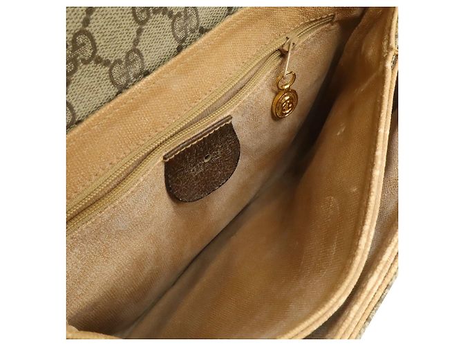 Gucci Old Gucci GG Plus Sherry Line Schultertasche Braun Weiß Rot Beige Grün - Ansicht 8
