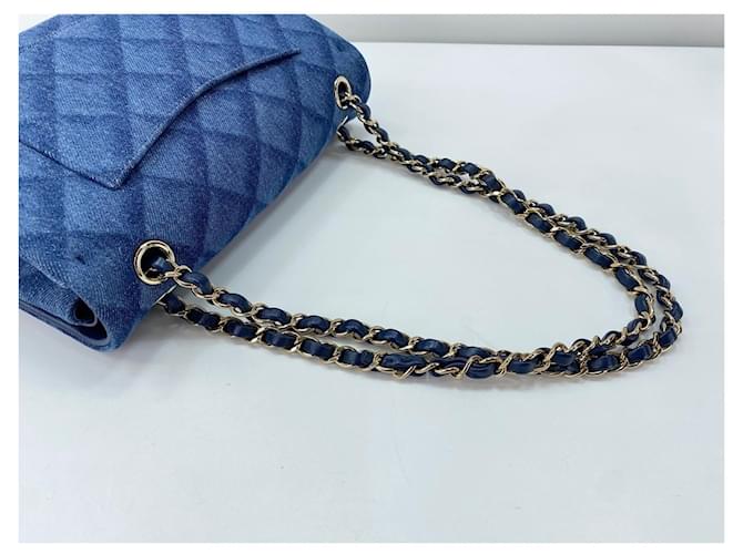 Borsa a tracolla Chanel 25 blu - vista 10