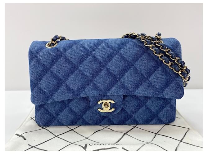 Borsa a tracolla Chanel 25 blu - vista 15