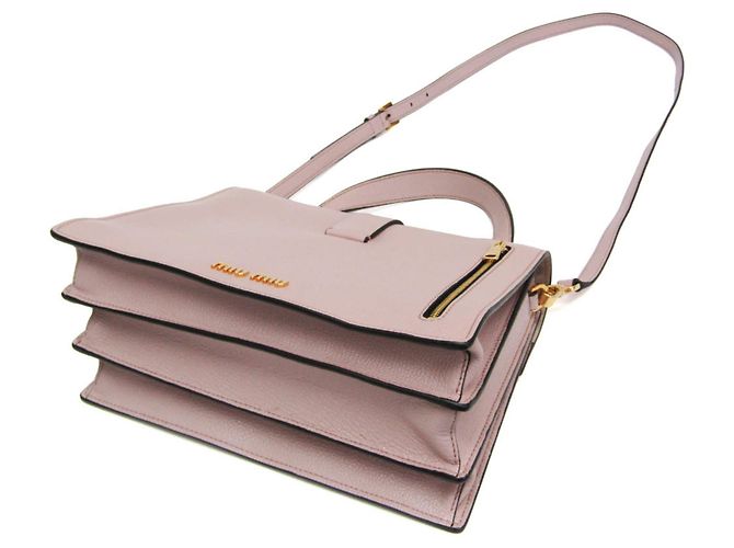 Borsa a mano e borsa a tracolla in pelle Miu Miu Madras 5BA108 Rosa - vista 3