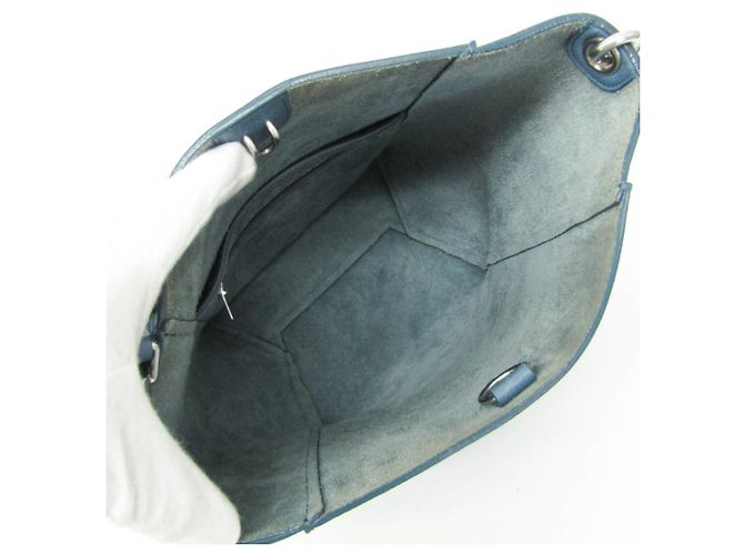 Céline Borsa a tracolla in pelle da donna Celine Sangle Small Bucket Blu - vista 3