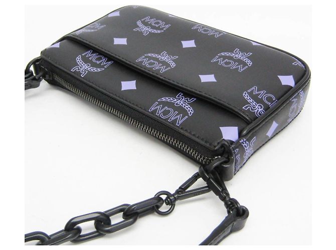 Pochette Mini Visetos Color Splash MCM Nero Porpora - vista 6